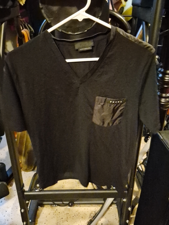 Prada Other - Prada Black V-Neck T-Shirt with Satin Pocket